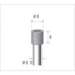 トラスコ中山 ナカニシ 電着ダイヤモンドバー 円筒#100 刃径8×軸径6×88L（ご注文単位1本）【直送品】