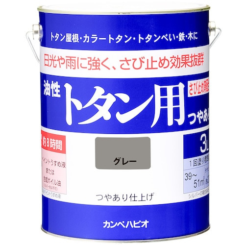 トラスコ中山 KANSAI カンペ 油性トタン用3Lグレー（ご注文単位1缶）【直送品】