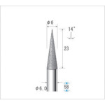 トラスコ中山 ナカニシ 電着ダイヤモンドバー テーパー#120 刃径6×軸径6×59L（ご注文単位1本）【直送品】