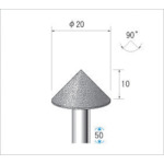 トラスコ中山 ナカニシ 電着ダイヤモンドバー テーパー#120 刃径20×軸径6×50L（ご注文単位1本）【直送品】