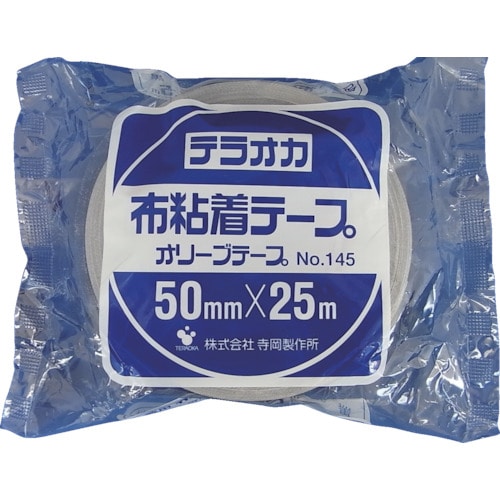 トラスコ中山 TERAOKA カラーオリーブテープ NO.145 黒 50mmX25M（ご注文単位1巻）【直送品】