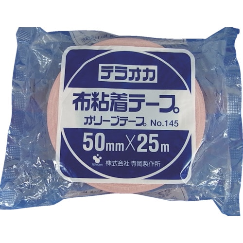 トラスコ中山 TERAOKA カラーオリーブテープ NO.145 赤 50mmX25M（ご注文単位1巻）【直送品】