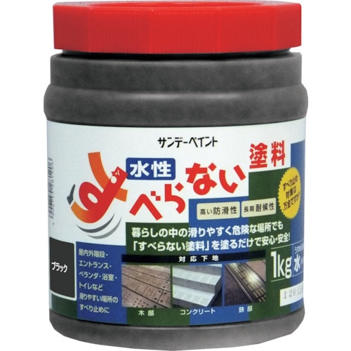 トラスコ中山 サンデーペイント すべらない塗料 1kg ブラック（ご注文単位1個）【直送品】