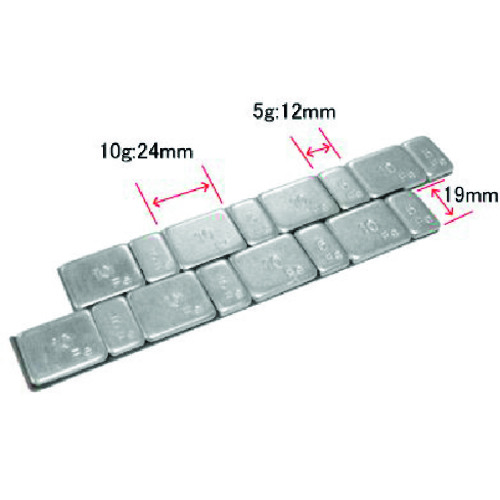 トラスコ中山 アストロプロダクツ 二輪車整備工具 貼り付バランスウェイト60g(5g/10g刻み)2本セット（ご注文単位1セット）【直送品】