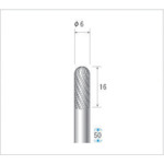 トラスコ中山 ナカニシ チタンコート超硬カッター 円筒先丸(ダブルカット)刃径6mm 刃長16mm（ご注文単位1本）【直送品】