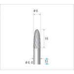 トラスコ中山 ナカニシ チタンコート超硬カッター 砲弾(ダブルカット)刃径6mm 刃長16mm　476-2151（ご注文単位1本）【直送品】