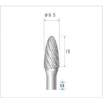 トラスコ中山 ナカニシ チタンコート超硬カッター 砲弾(ダブルカット)刃径9.5mm 刃長19mm（ご注文単位1本）【直送品】