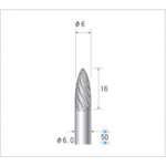 トラスコ中山 ナカニシ チタンコート超硬カッター 砲弾(ダブルカット)刃径6mm 刃長16mm　476-2177（ご注文単位1本）【直送品】