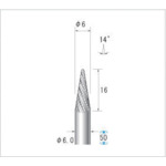 トラスコ中山 ナカニシ チタンコート超硬カッター テーパー(ダブルカット)刃径6mm 刃長16mm（ご注文単位1本）【直送品】