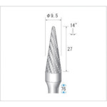 トラスコ中山 ナカニシ チタンコート超硬カッター テーパー(ダブルカット)刃径9.5mm 刃長27mm（ご注文単位1本）【直送品】