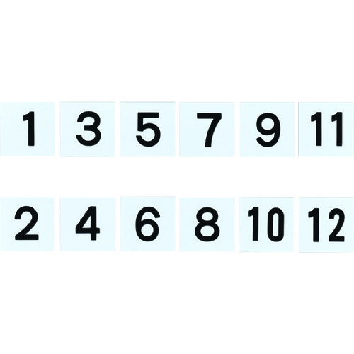 トラスコ中山 緑十字 差し込み式数字札(両面連番セット) 1～12 6枚組 KS-D札(1)黒 50×50mm（ご注文単位1組）【直送品】