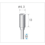 トラスコ中山 ナカニシ 超硬カッター 円筒(シングルカット・エンドカット付) 刃径6.3mm 刃長12.7mm（ご注文単位1本）【直送品】