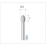 トラスコ中山 ナカニシ 超硬カッター 楕円(ダブルカット) 刃径5mm 刃長7mm（ご注文単位1本）【直送品】