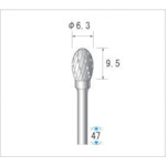 トラスコ中山 ナカニシ 超硬カッター 楕円(ダブルカット) 刃径6.3mm 刃長9.5mm（ご注文単位1本）【直送品】