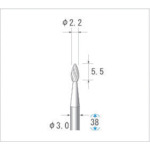 トラスコ中山 ナカニシ 超硬カッター 雫(ダブルカット) 刃径2.2mm 刃長5.5mm（ご注文単位1本）【直送品】