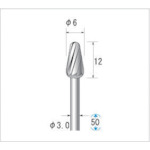 トラスコ中山 ナカニシ 超硬カッター テーパー(シングルカット・粗目)刃径6mm 刃長12mm（ご注文単位1本）【直送品】