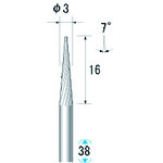 トラスコ中山 ナカニシ 超硬カッター テーパー(シングルカット) 刃径3mm 刃長16mm（ご注文単位1本）【直送品】