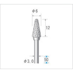 トラスコ中山 ナカニシ 超硬カッター テーパー先丸(ダブルカット) 刃径6mm 刃長12mm（ご注文単位1本）【直送品】