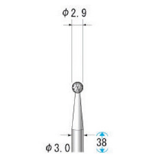 トラスコ中山 ナカニシ 超硬アロイカッター 球(オール超硬) 刃径3.0mm 刃長2.8mm（ご注文単位1本）【直送品】