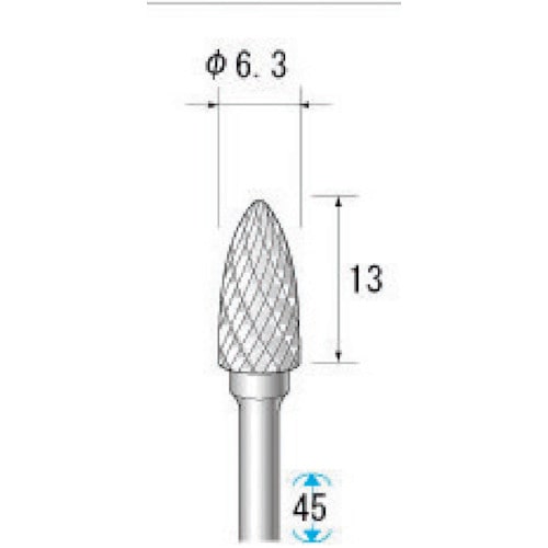 トラスコ中山 ナカニシ 超硬アロイカッター トンガリ(ロー付)刃径6.3mm 刃長12.7mm（ご注文単位1本）【直送品】