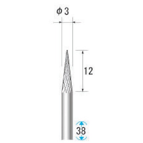 トラスコ中山 ナカニシ 超硬アロイカッター テーパー(オール超硬) 刃径3mm 刃長11mm（ご注文単位1本）【直送品】