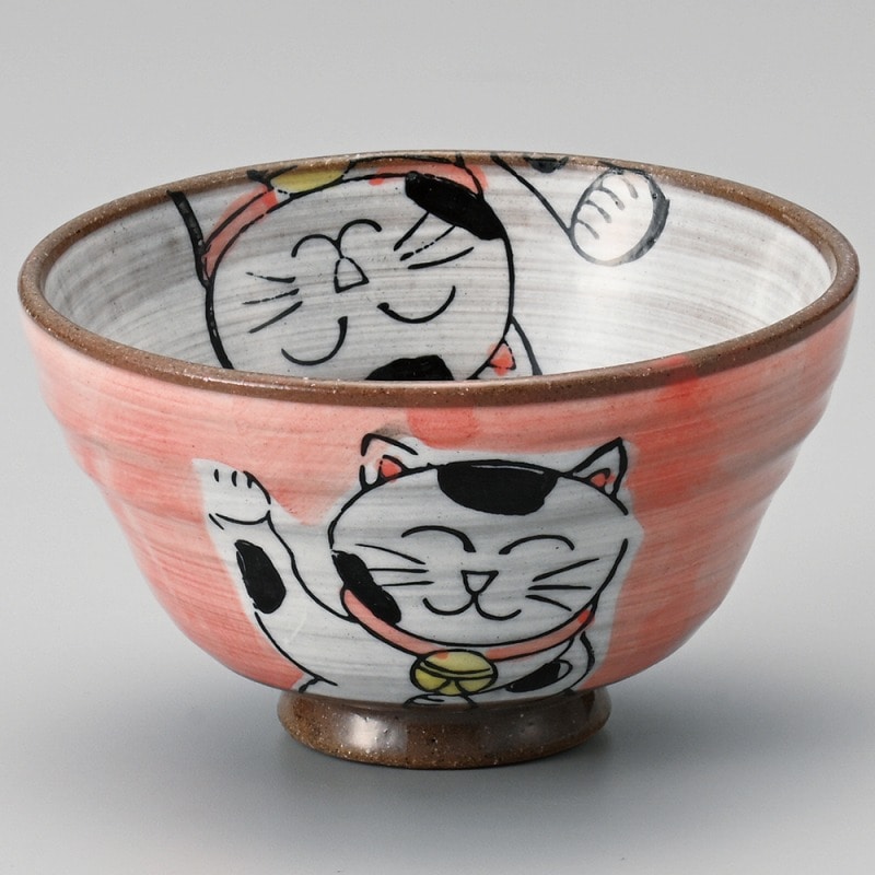 金正陶器 粉引ねこ（赤）茶碗 1個（ご注文単位1個）【直送品】