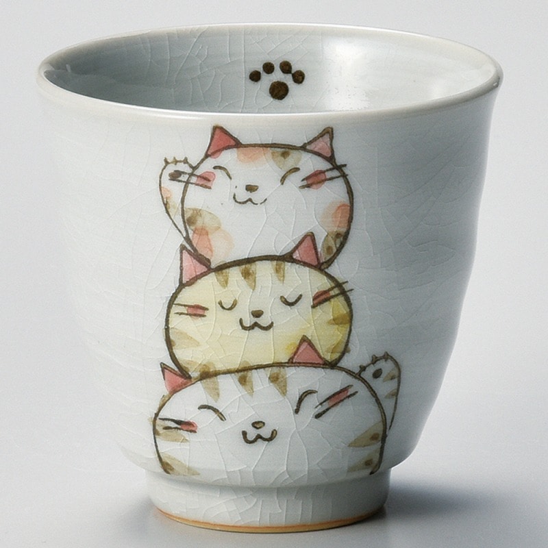 金正陶器 猫づくし湯呑（茶） 1個（ご注文単位1個）【直送品】