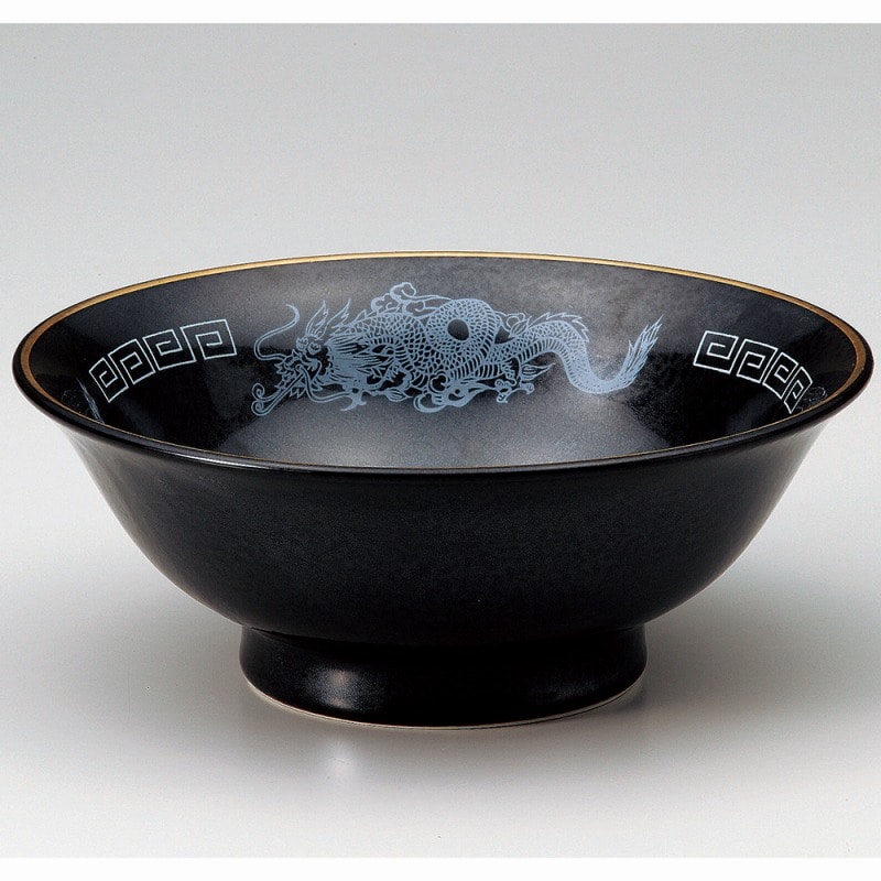 金正陶器 黒水晶白竜6.5反高台丼 1個（ご注文単位1個）【直送品】