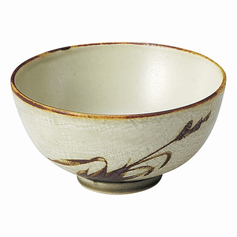 金正陶器 織部流し芦絵茶碗（中） 1個（ご注文単位1個）【直送品】