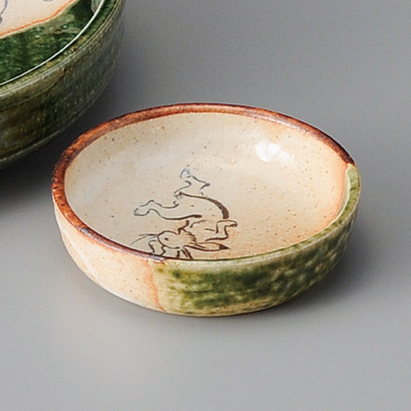 金正陶器 織部鳥獣戯画切立千代口 1個（ご注文単位1個）【直送品】