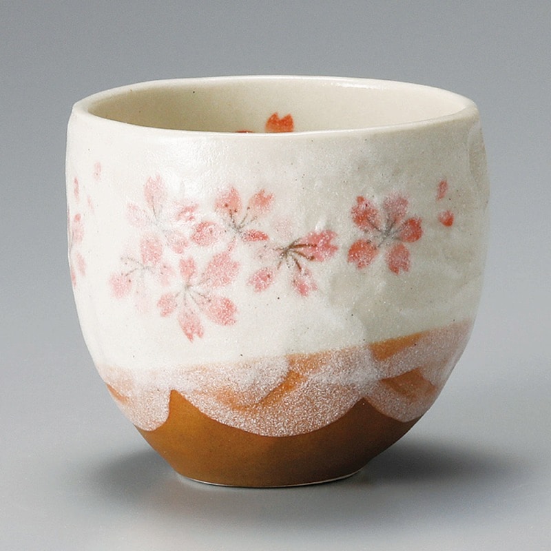 金正陶器 平安桜(赤)腰丸ｶｯﾌﾟ 1個（ご注文単位1個）【直送品】