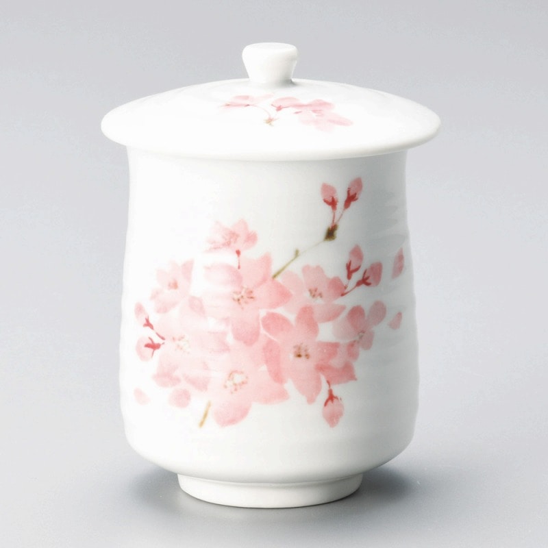 金正陶器 桜ﾌﾀ付 寿司湯呑 1個（ご注文単位1個）【直送品】