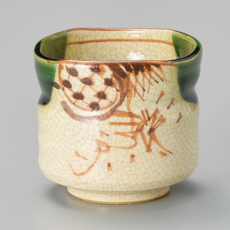 金正陶器 織部沓型煎茶(手造り) 1個（ご注文単位1個）【直送品】