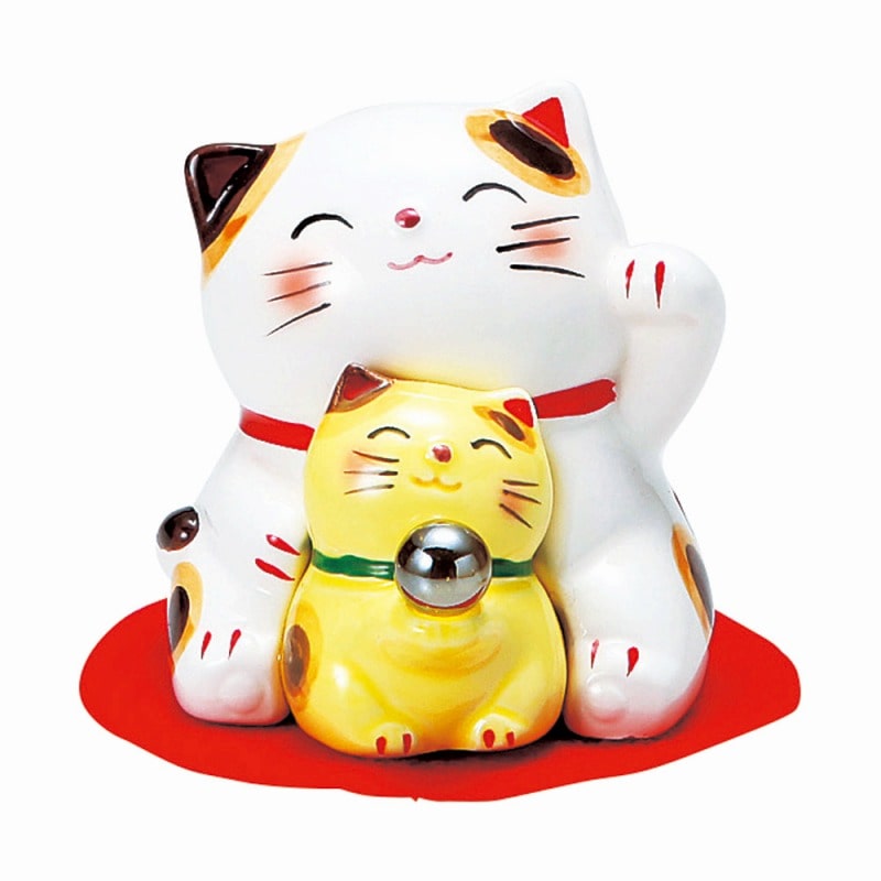 金正陶器 ほほ笑み親子ねこ(だっこ)(BK) 1個（ご注文単位1個）【直送品】