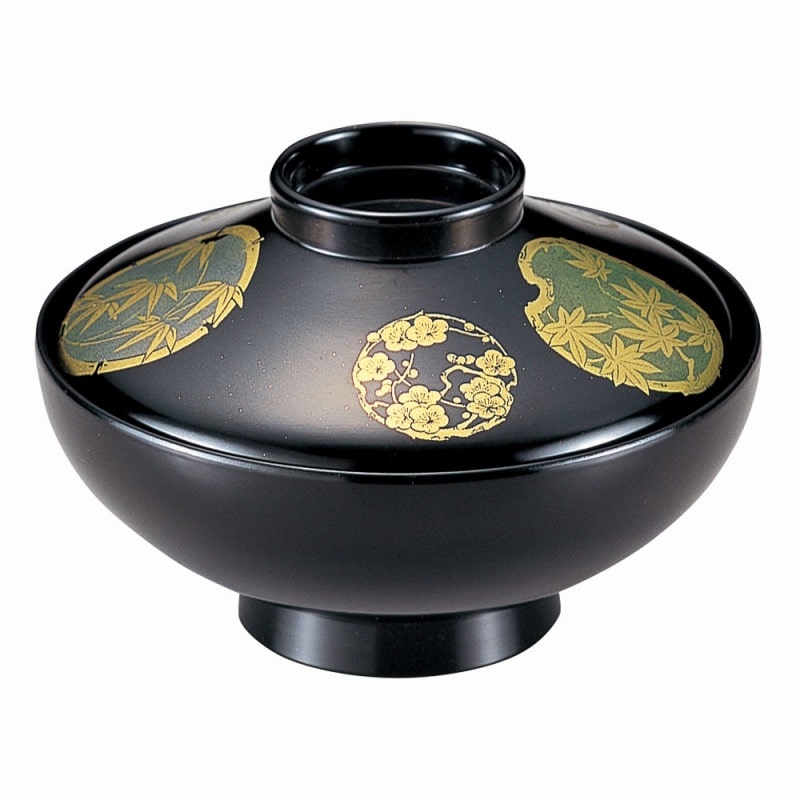 金正陶器 [TM]4寸平富士椀 黒花丸 1個（ご注文単位1個）【直送品】