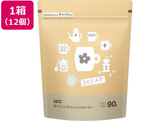 UCC おいしいカフェインレスコーヒー 袋 90g 12個 1箱※軽（ご注文単位1箱)【直送品】