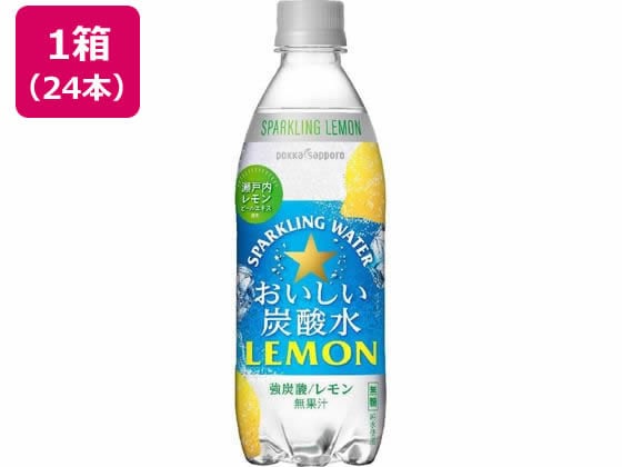 ポッカサッポロ おいしい炭酸水レモン 500ml×24本 1箱※軽（ご注文単位1箱)【直送品】