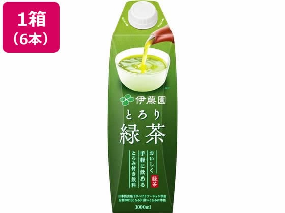 伊藤園 とろり緑茶 屋根型キャップ付き 1L×6本 1箱※軽（ご注文単位1箱)【直送品】