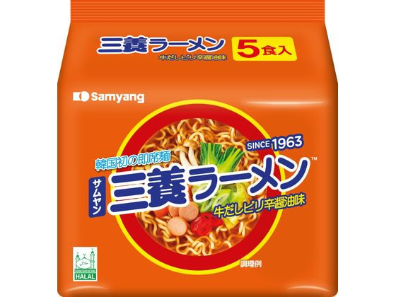 三養ジャパン 三養ラーメン 牛だしピリ辛醤油味 袋麺 5食パック 1パック※軽（ご注文単位1パック）【直送品】