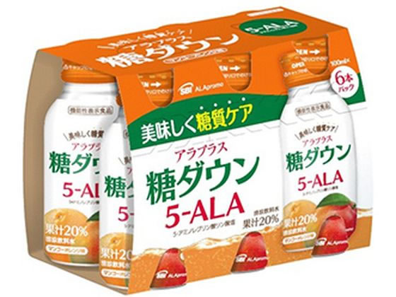 SBIアラプロモ アラプラス 糖ダウン 5-ALA ドリンク 100mL×6本 1ﾊﾟｯｸ※軽（ご注文単位1ﾊﾟｯｸ）【直送品】