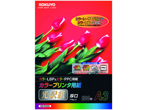 コクヨ カラープリンタ用光沢紙 A3 100枚 KB-FG158 1冊（ご注文単位1冊)【直送品】