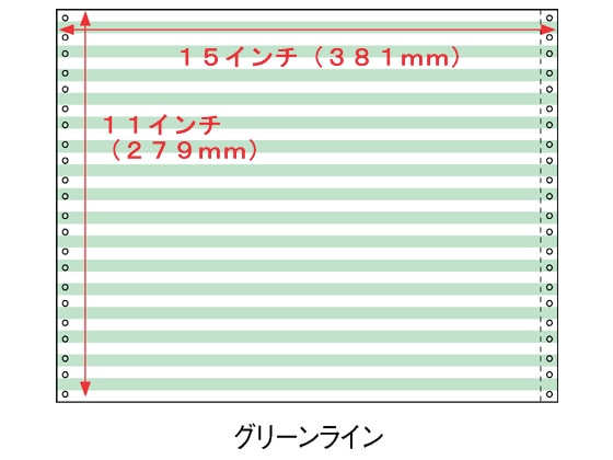 コンピュータ連続用紙 カラーフォーム用紙 15×11グリーンライン 2000枚 1箱（ご注文単位1箱)【直送品】