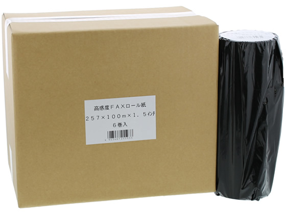 高感度FAXロール紙 B4サイズ 257mm×100m×1.5インチ 6本 1箱（ご注文単位1箱)【直送品】