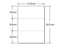 マルチプリンタ帳票 A4 白紙 3面 100枚 A4HF3-0 1袋（ご注文単位1袋)【直送品】