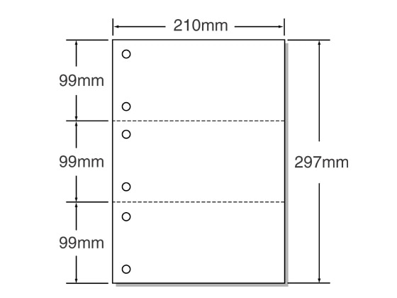 マルチプリンタ帳票 A4 白紙 3面 6穴 500枚 53001 1冊（ご注文単位1冊)【直送品】