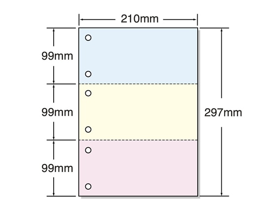 マルチプリンタ帳票 A4 カラー 3面 6穴 500枚×2冊 53006 1箱（ご注文単位1箱)【直送品】