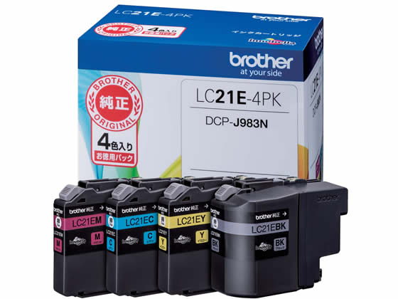 ブラザー インクカートリッジ 4色パック LC21E4PK 1パック（ご注文単位1パック)【直送品】