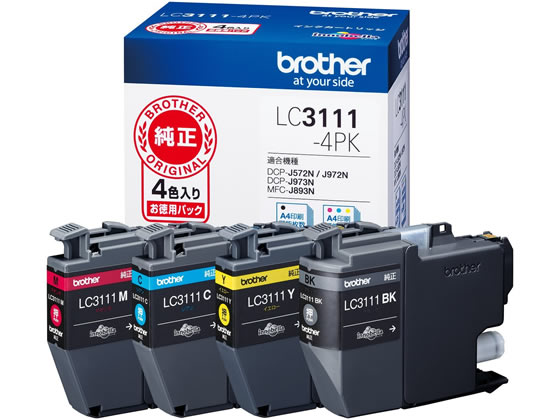 ブラザー インクカートリッジ 4色パック LC3111-4PK 1パック（ご注文単位1パック)【直送品】