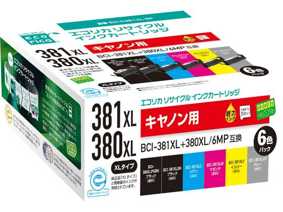 エコリカ ECI-C381XL-6Pリサイクルインクカートリッジ 6色パック 1個（ご注文単位1個)【直送品】