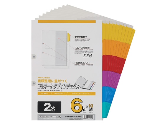 マルマン ラミネートタブインデックス A4タテ 6山 2穴 10組 LT4206F 1冊（ご注文単位1冊)【直送品】